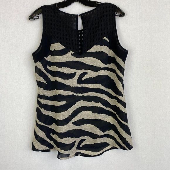 CABI Zebra Print Sheer with Mesh Detail Blouse - Picture 8 of 8